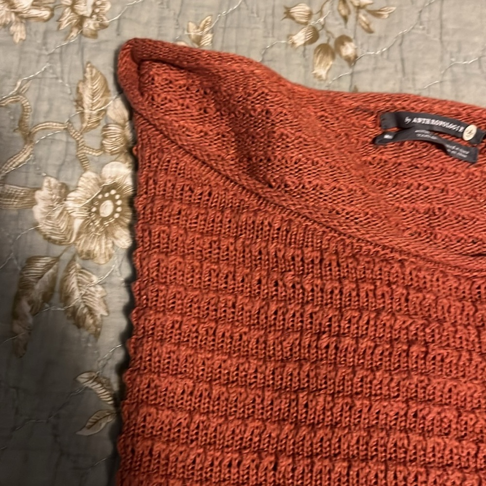 Anthropologie Orange / Dark Coral Knit Short Sweater - Med / Large - Picture 3 of 7